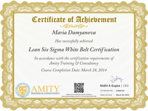 Lean six sigma white belt certificate