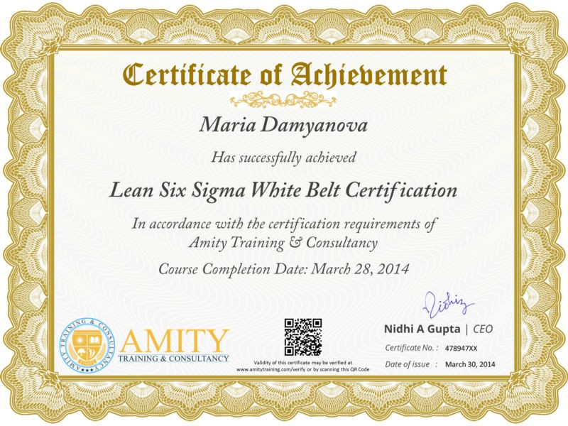 Lean Six Sigma White Belt Certificate