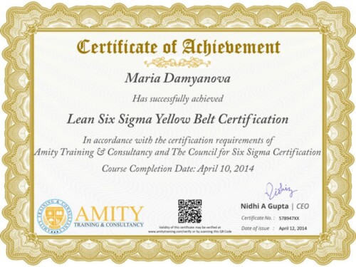 Lean Six Sigma Yellow Belt Certificate
