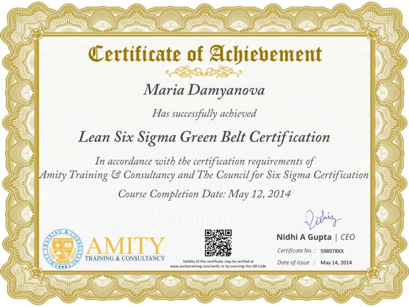 Six sigma certification