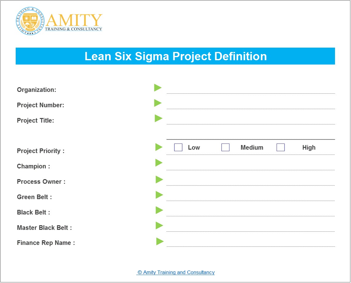 Lean six sigma project definition